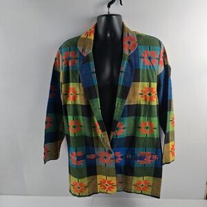 VTG Angelique NYC womens jacket L‎ Aztec Navajo tapestry Fair 4794
